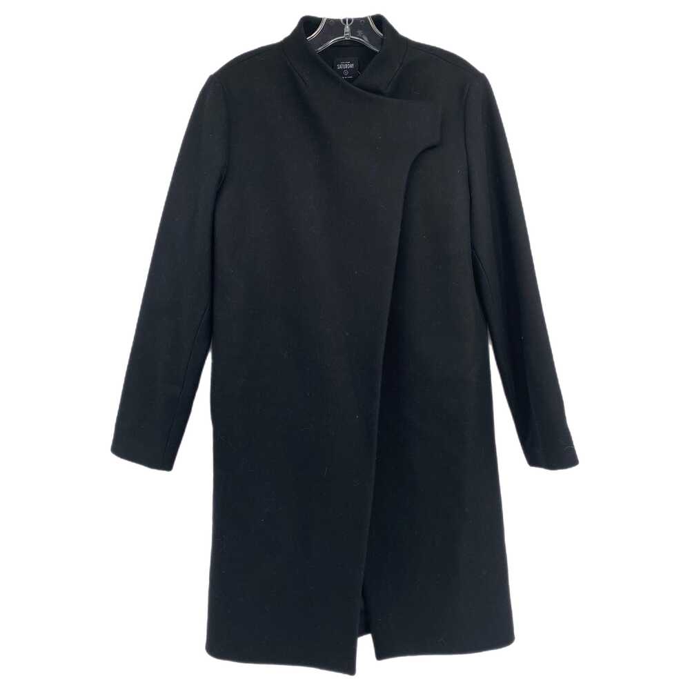 Kate Spade Black Snap Closure Wool Blend Pea Coat | Size S